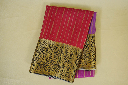 Dual Tone of Rani Pink and Purple Mysore Silk Saree 