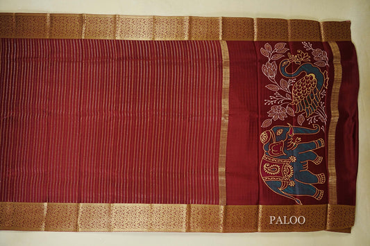 Deep Maroon Mysore Silk Saree SS8511