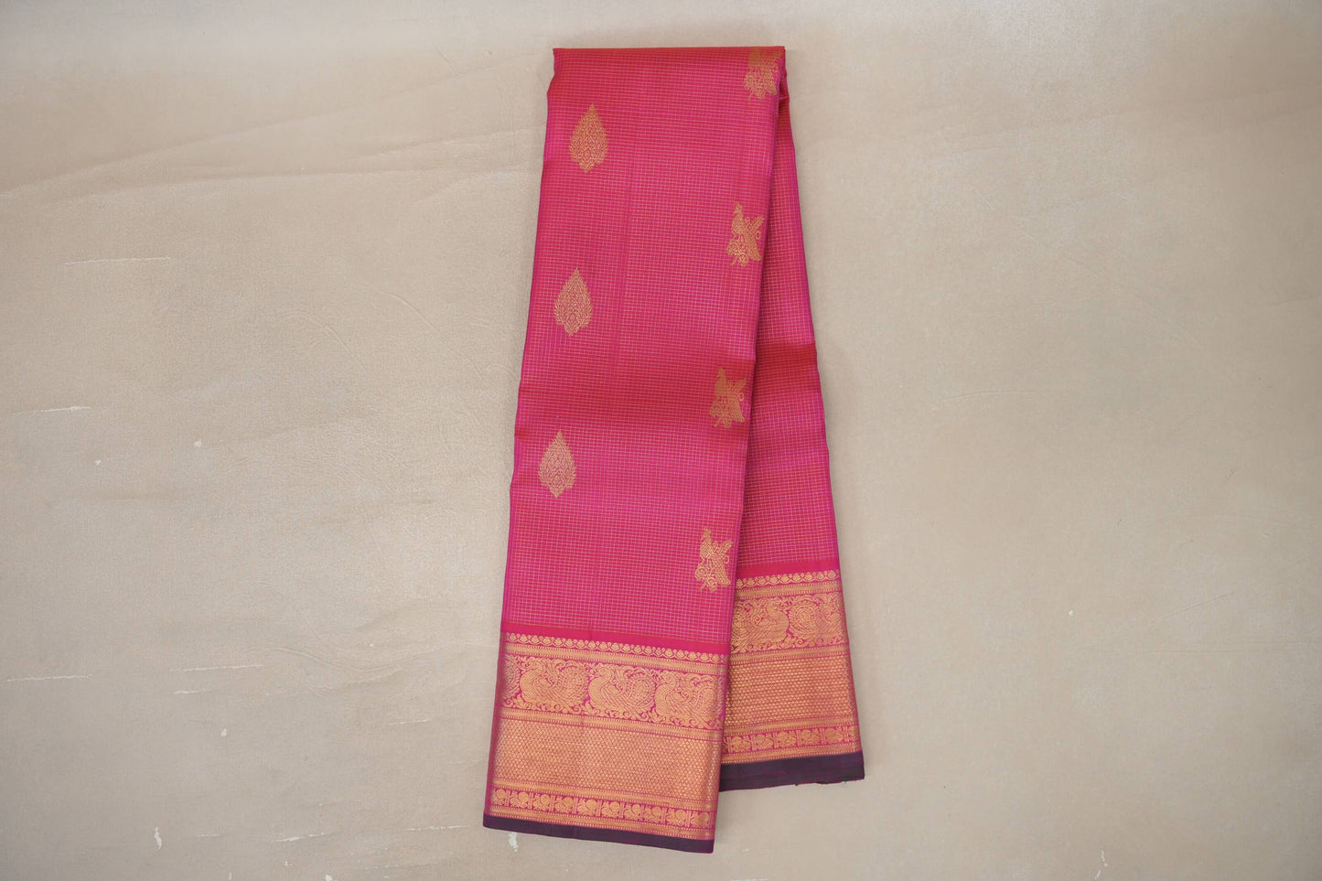 Orangish Pink Vintage Kanjivaram Silk Saree SS9668