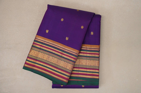 Deep Violet Purple Vintage Kanjivaram Silk Saree