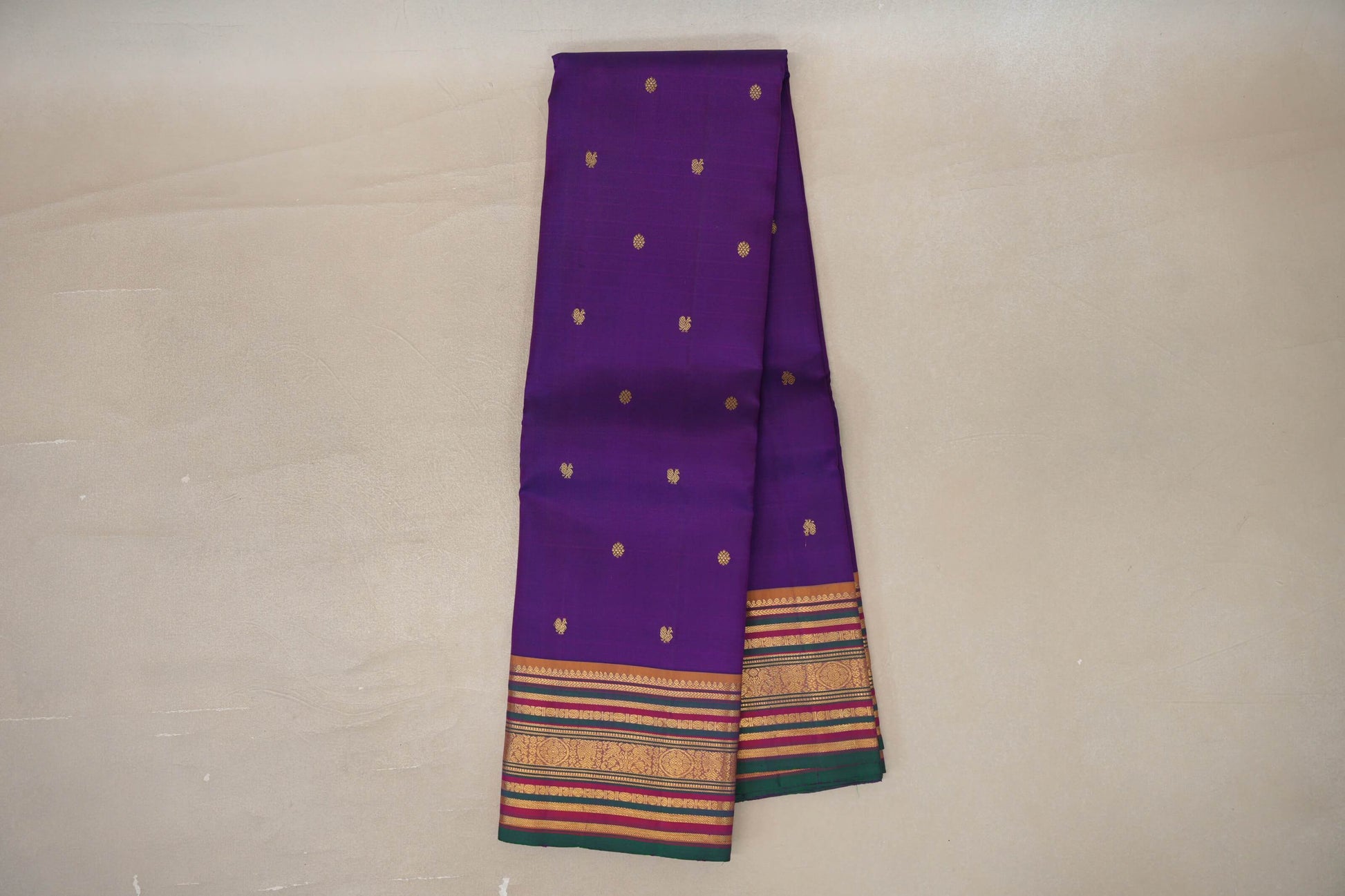 Deep Violet Purple Vintage Kanjivaram Silk Saree