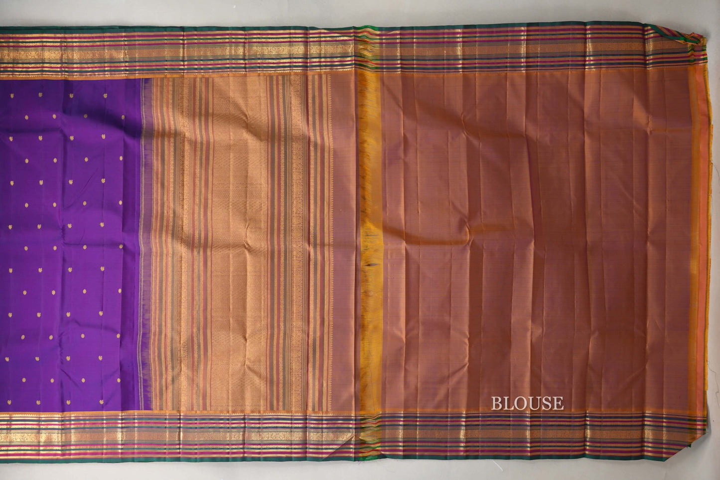 Deep Violet Purple Vintage Kanjivaram Silk Saree blouse