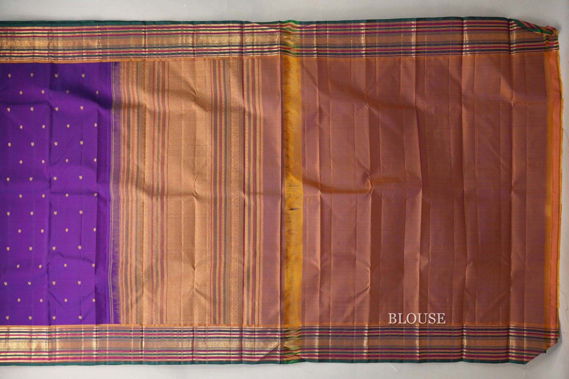 Deep Violet Purple Vintage Kanjivaram Silk Saree blouse