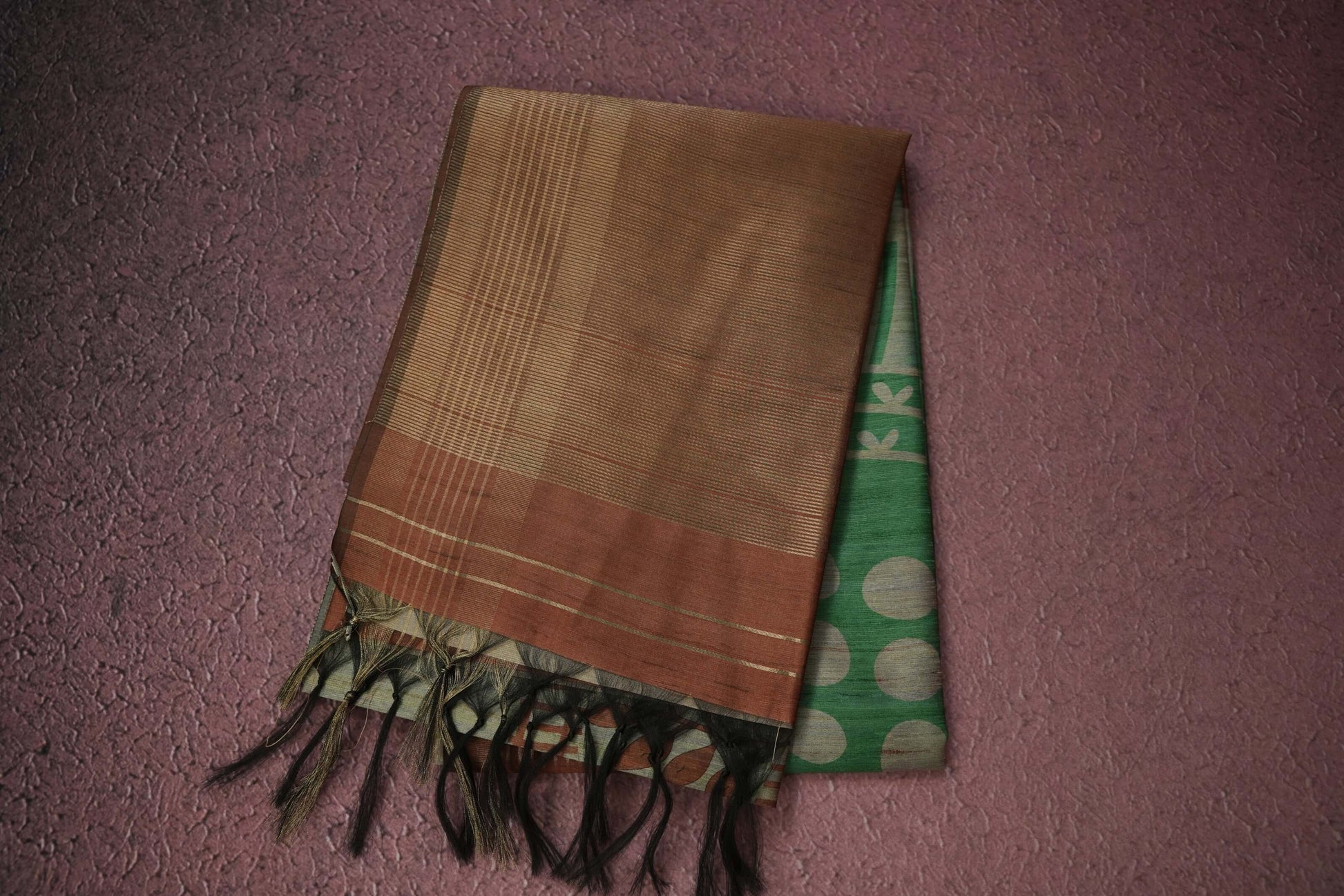Brown semi tussar silk saree