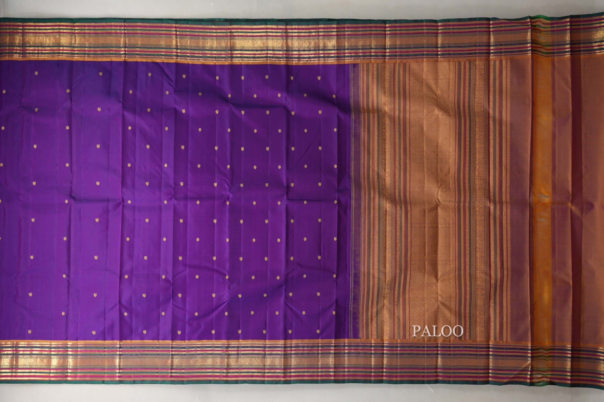 Deep Violet Purple Vintage Kanjivaram Silk Saree paloo
