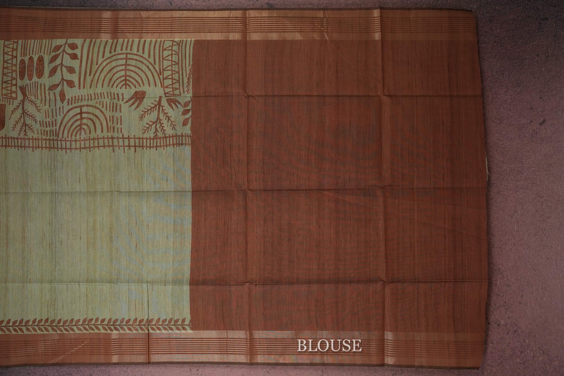 Brown semi tussar silk saree blouse