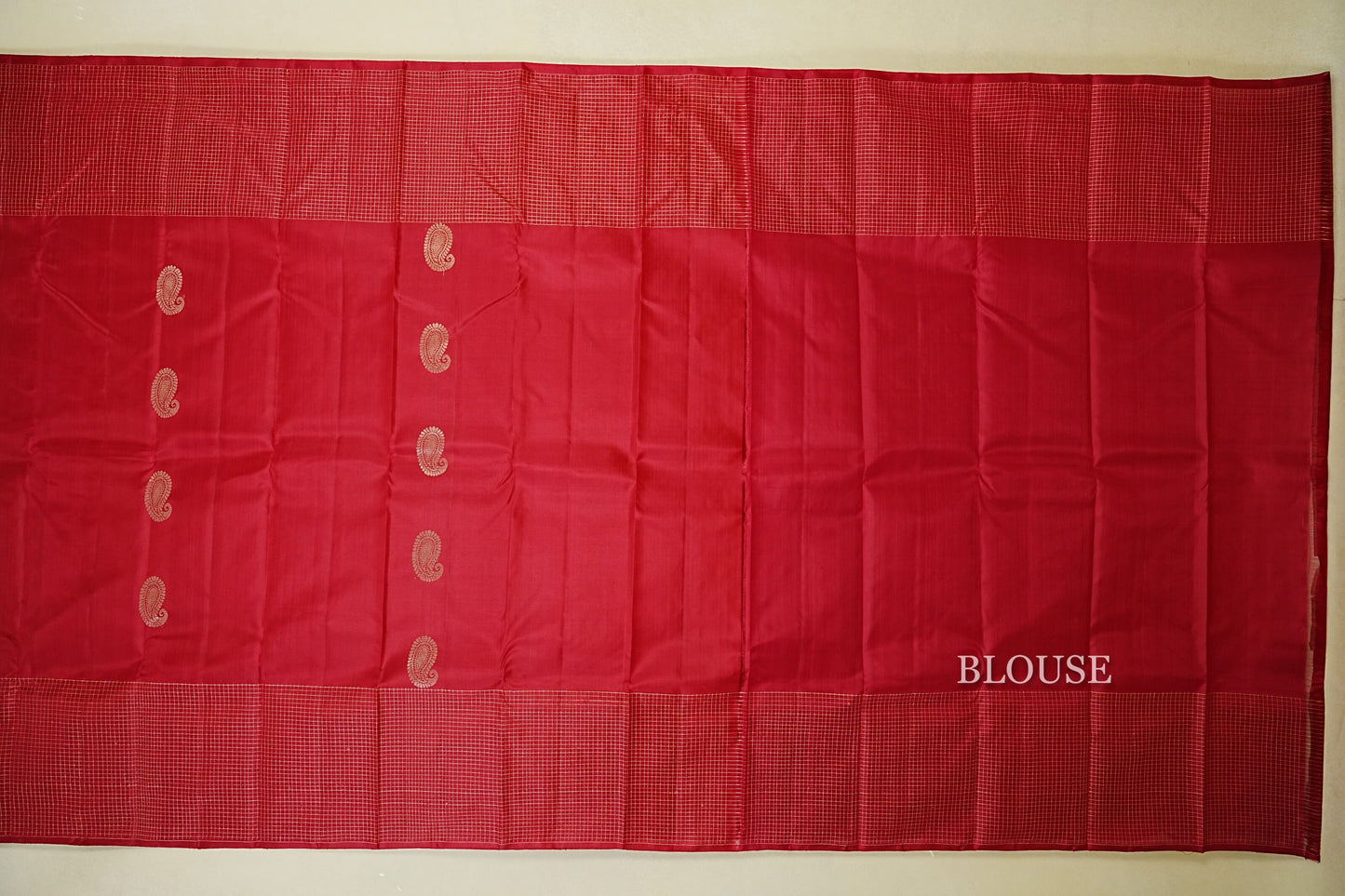 Deep Red Light Weight Kanchipuram Silk Saree blouse