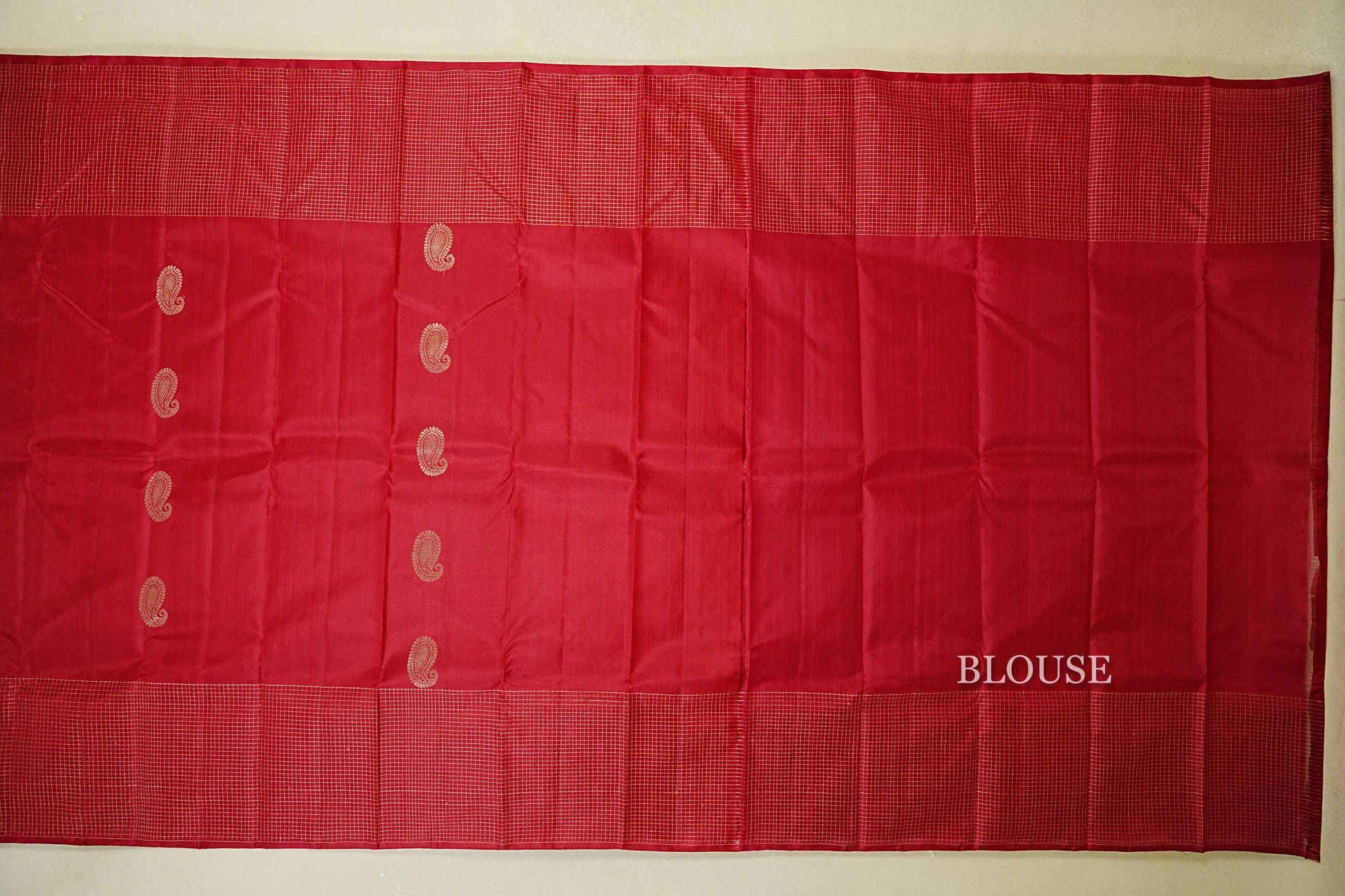 Deep Red Light Weight Kanchipuram Silk Saree blouse