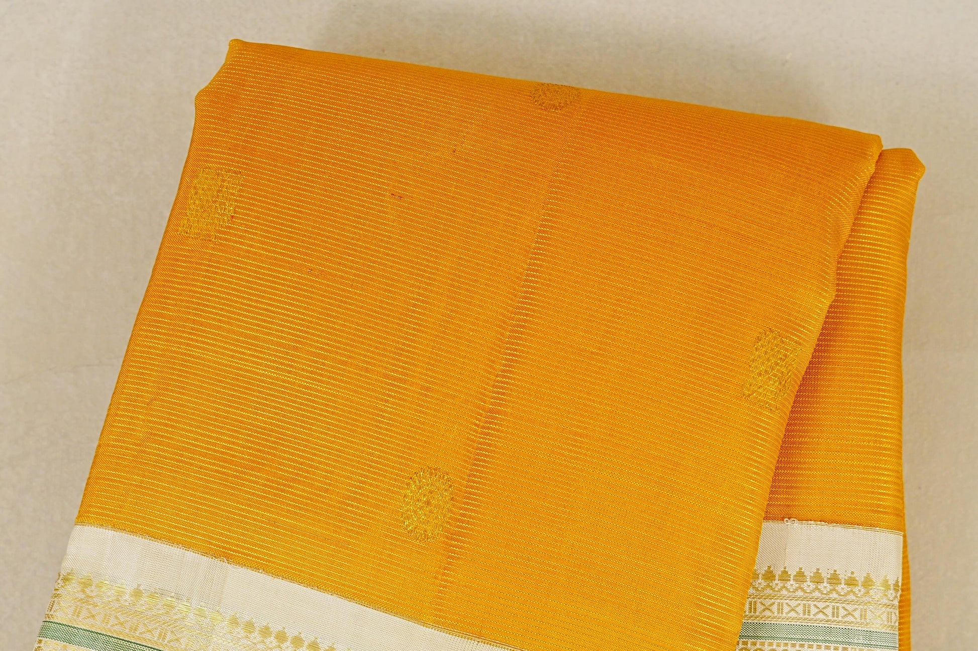 Mustard Yellow Vintage Kanjivaram Silk Saree body zoom