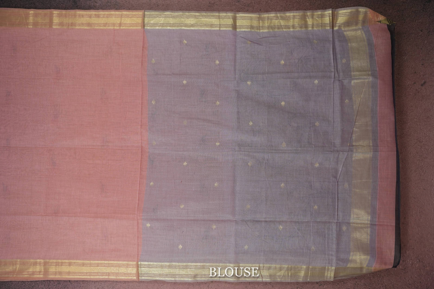 pink semi tussar Silk Saree blouse