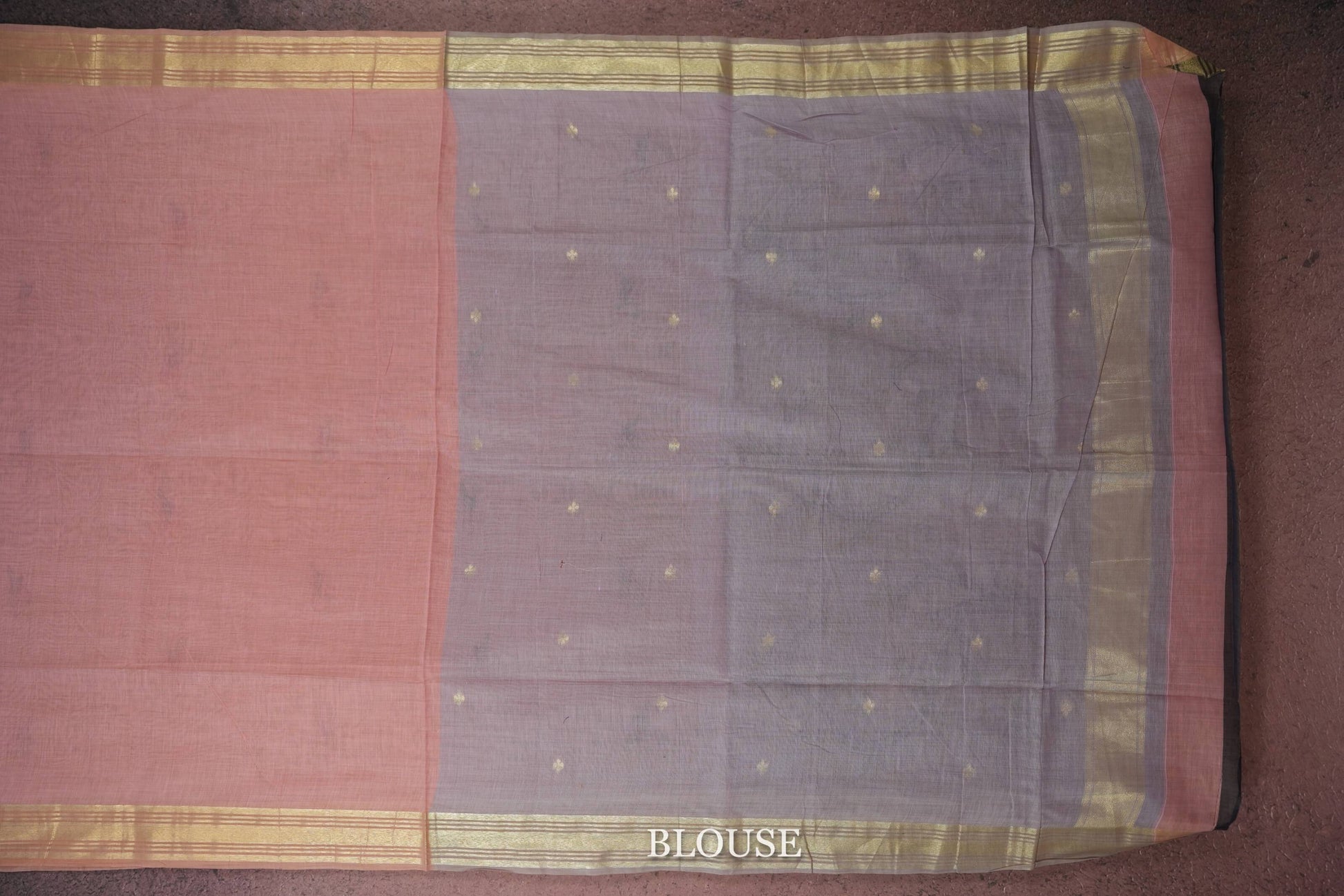 pink semi tussar Silk Saree blouse