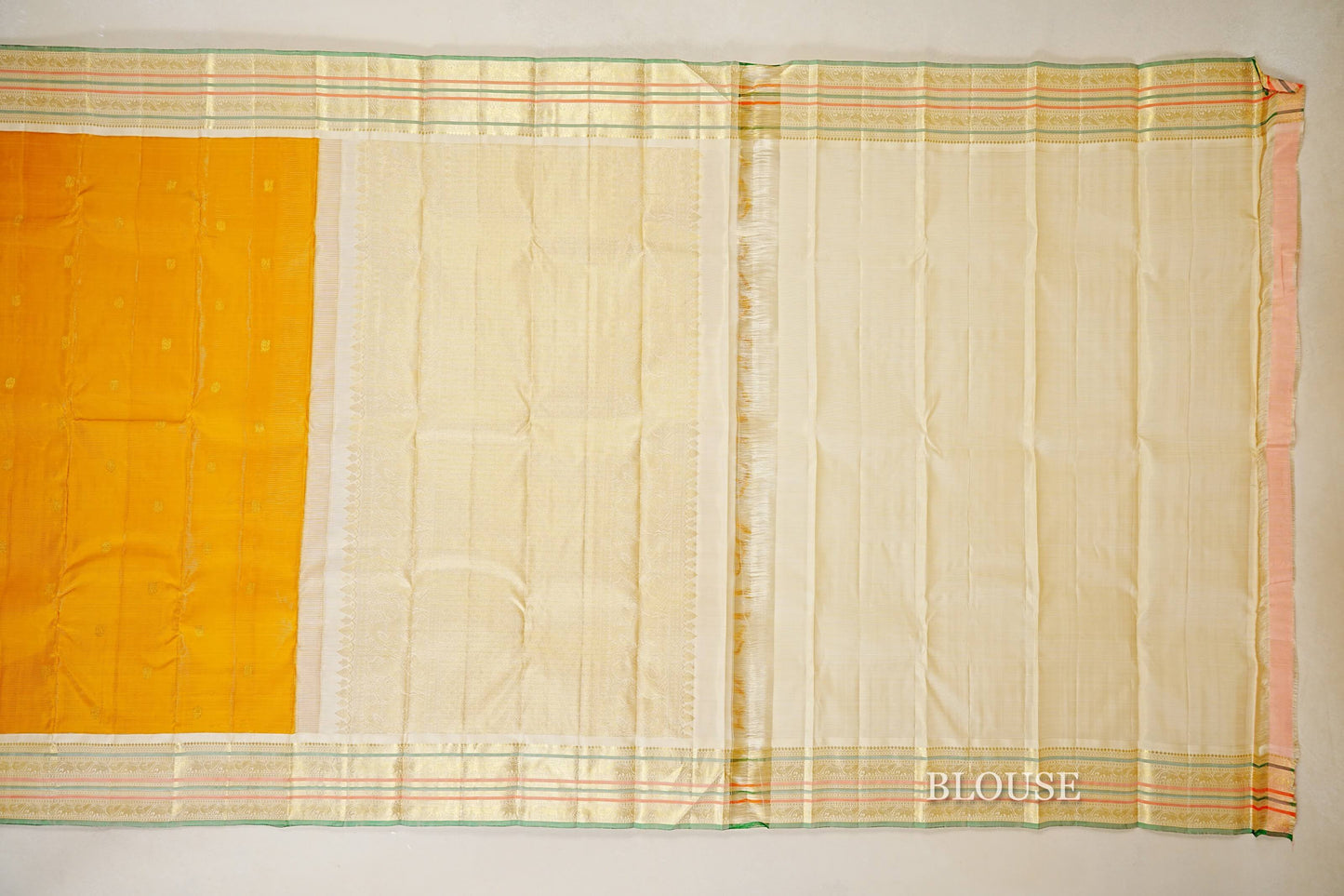 Mustard Yellow Vintage Kanjivaram Silk Saree blouse