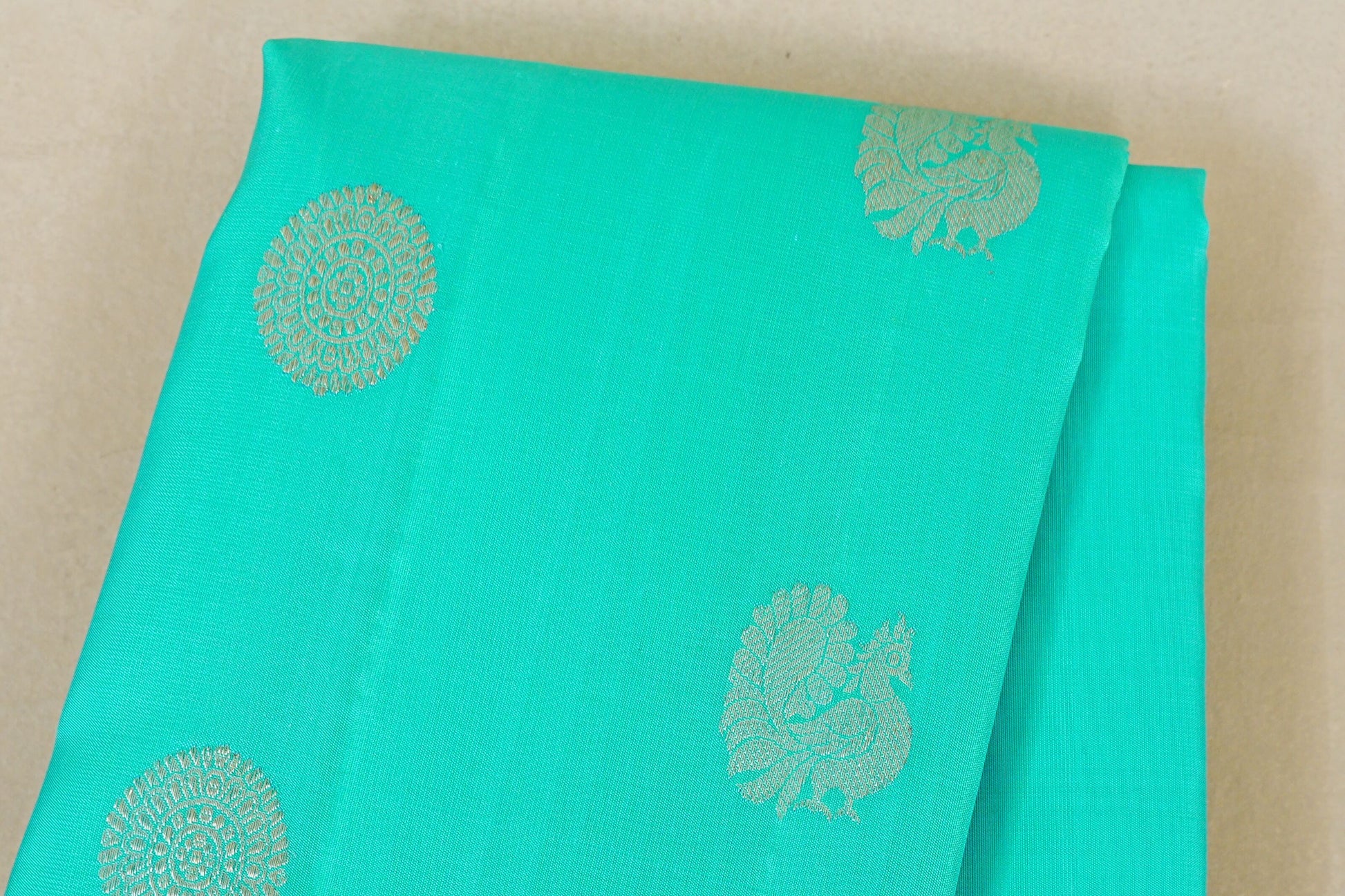 Aqua Blue Vintage Kanjivaram Silk Saree body zoom