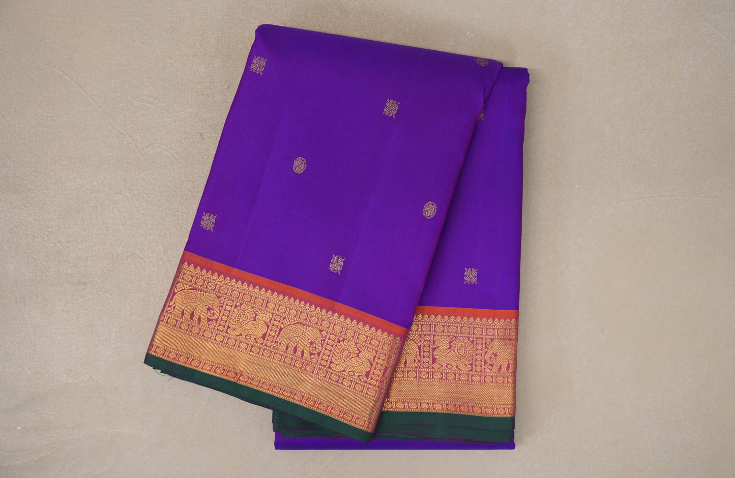 Deep Violet Purple Vintage Kanjivaram Silk Saree by Shreenivas Silks 