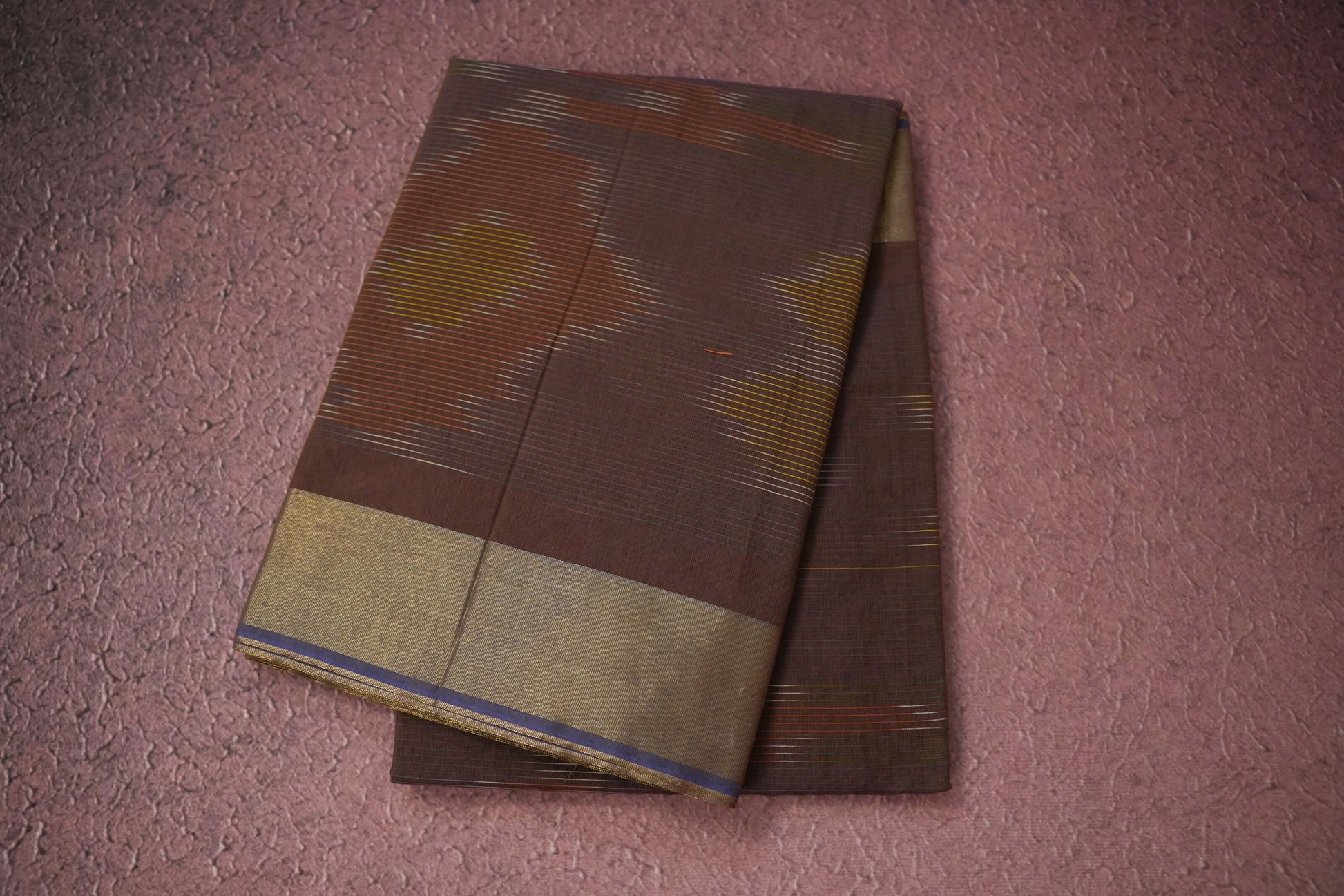 Dark brown semi tussar silk saree