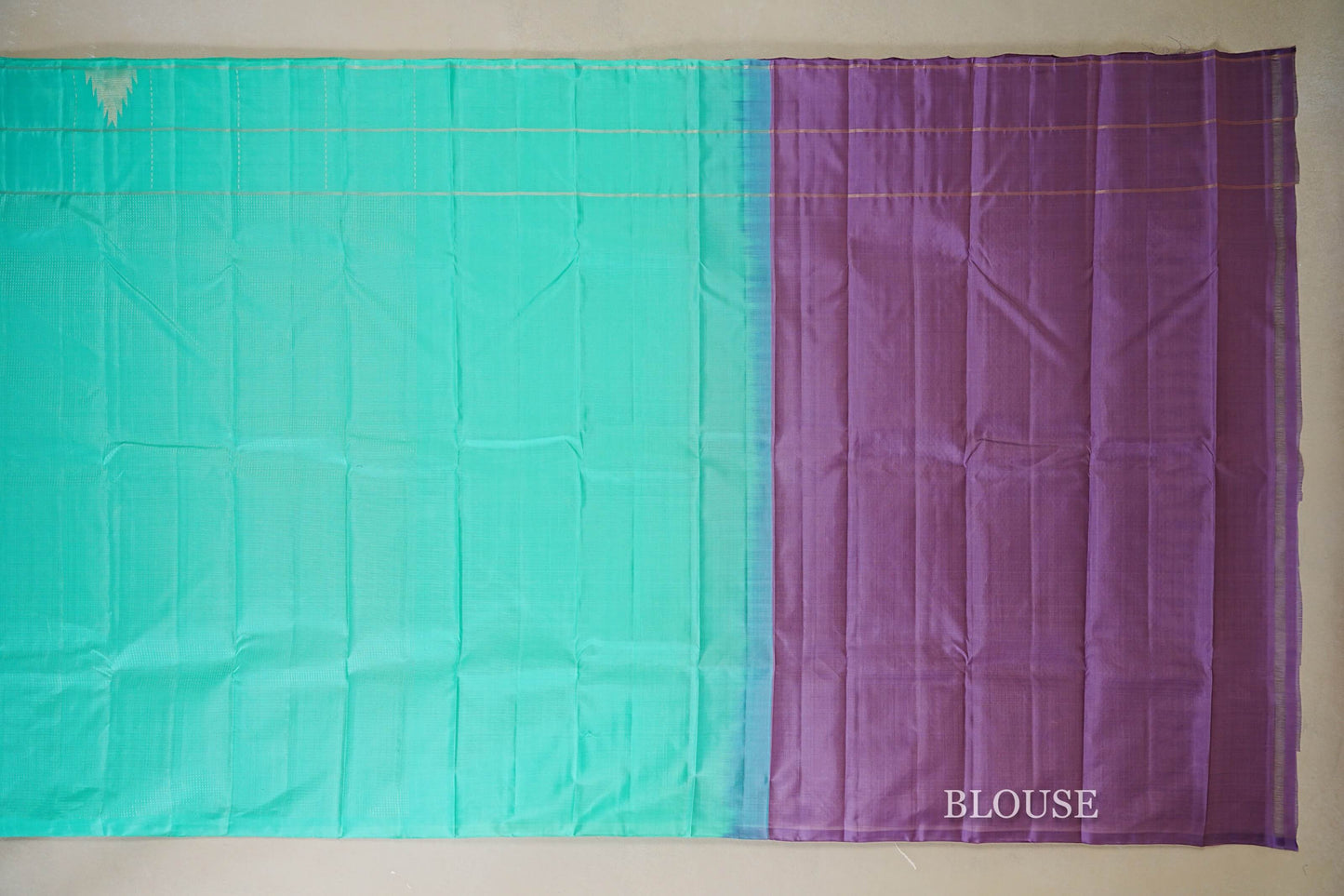 Aqua Green Light Weight Kanchipuram Silk Saree blouse