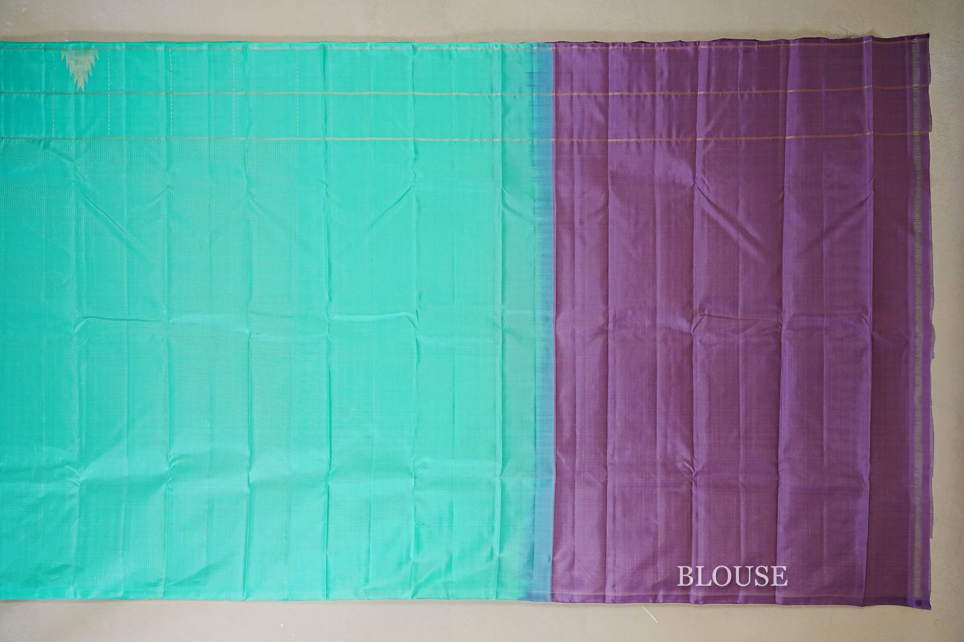 Aqua Green Light Weight Kanchipuram Silk Saree blouse