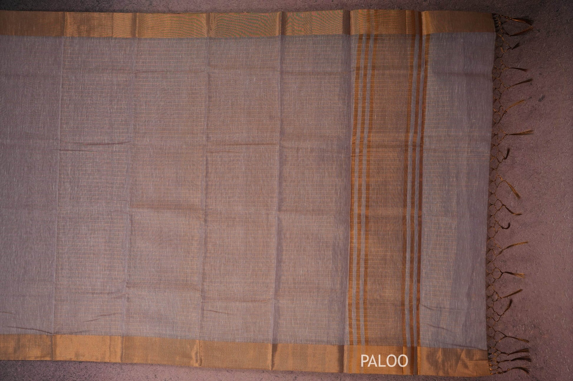 Lavender semi linen saree paloo