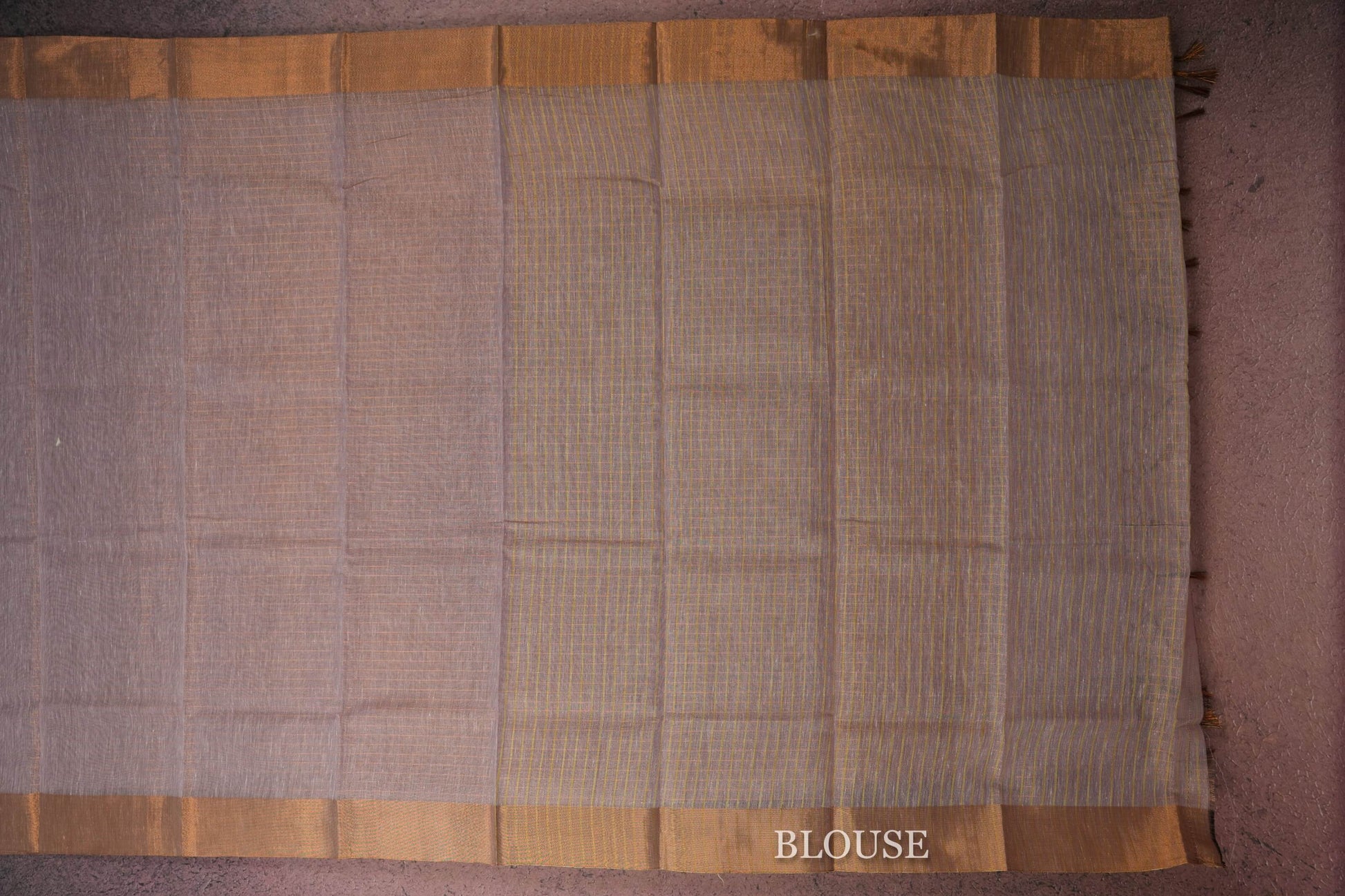 Lavender semi linen saree blouse