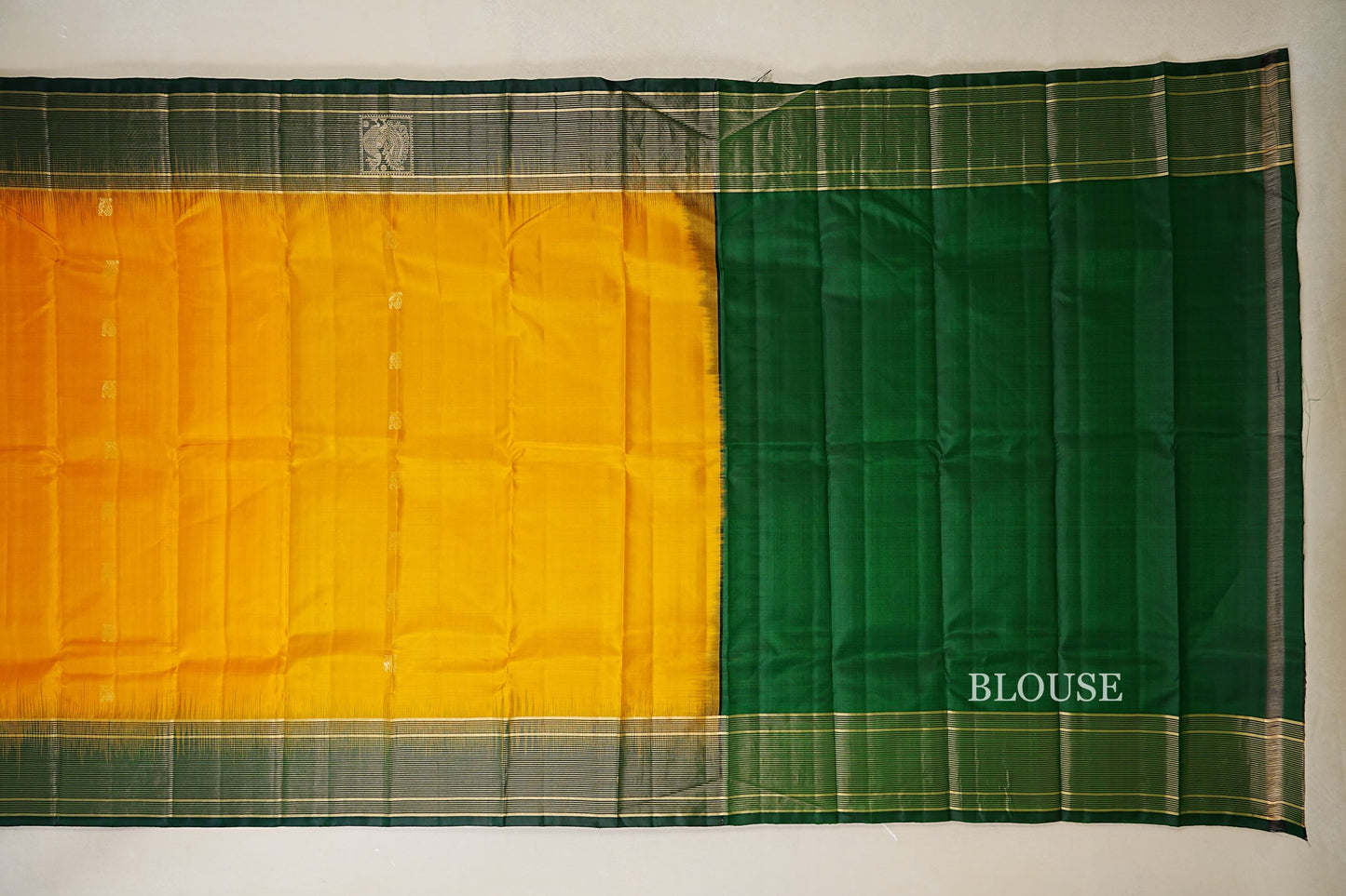 Mango Yellow Light Weight Kanchipuram Silk Saree  blouse