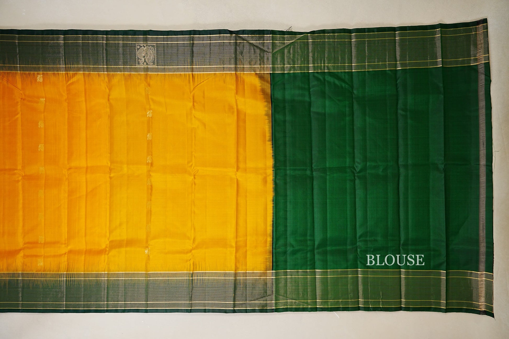 Mango Yellow Light Weight Kanchipuram Silk Saree  blouse