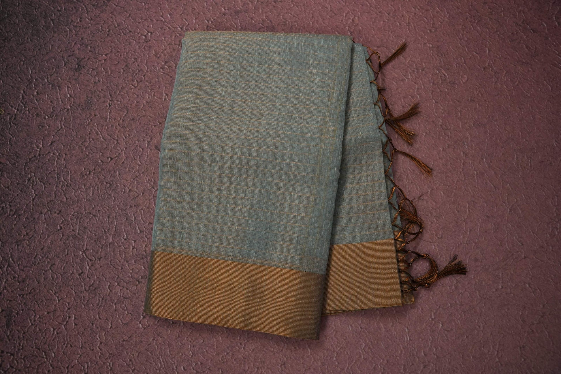 Grey/Blue semi linen saree