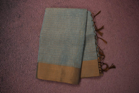 Grey/Blue semi linen saree