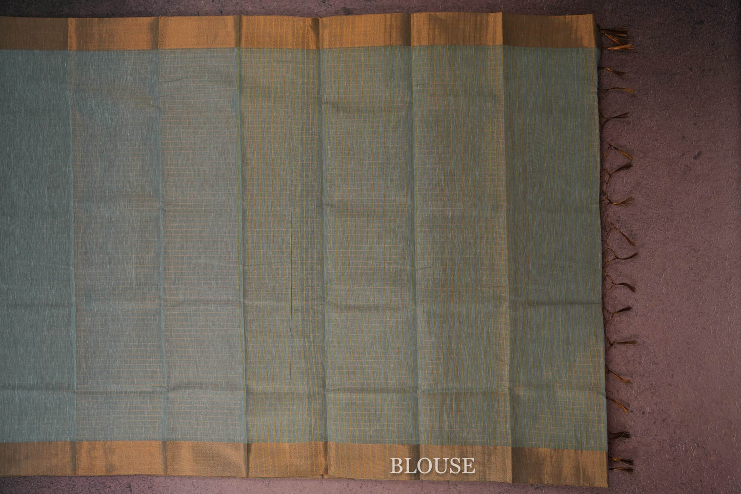 Grey/Blue semi linen saree blouse