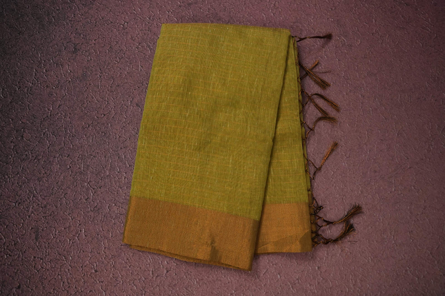 green/yellow semi linen saree