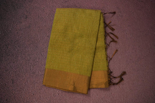 green/yellow semi linen saree
