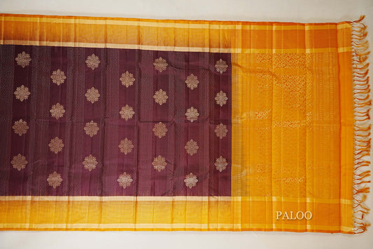 Brownish Maroon Light Weight Kanchipuram Silk Saree paloo