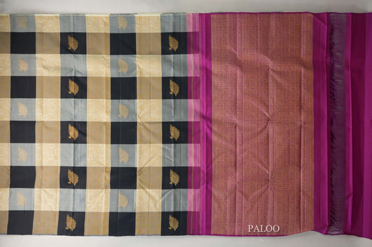 Multi Color Checks Vintage Kanjivaram Silk Saree SS9682