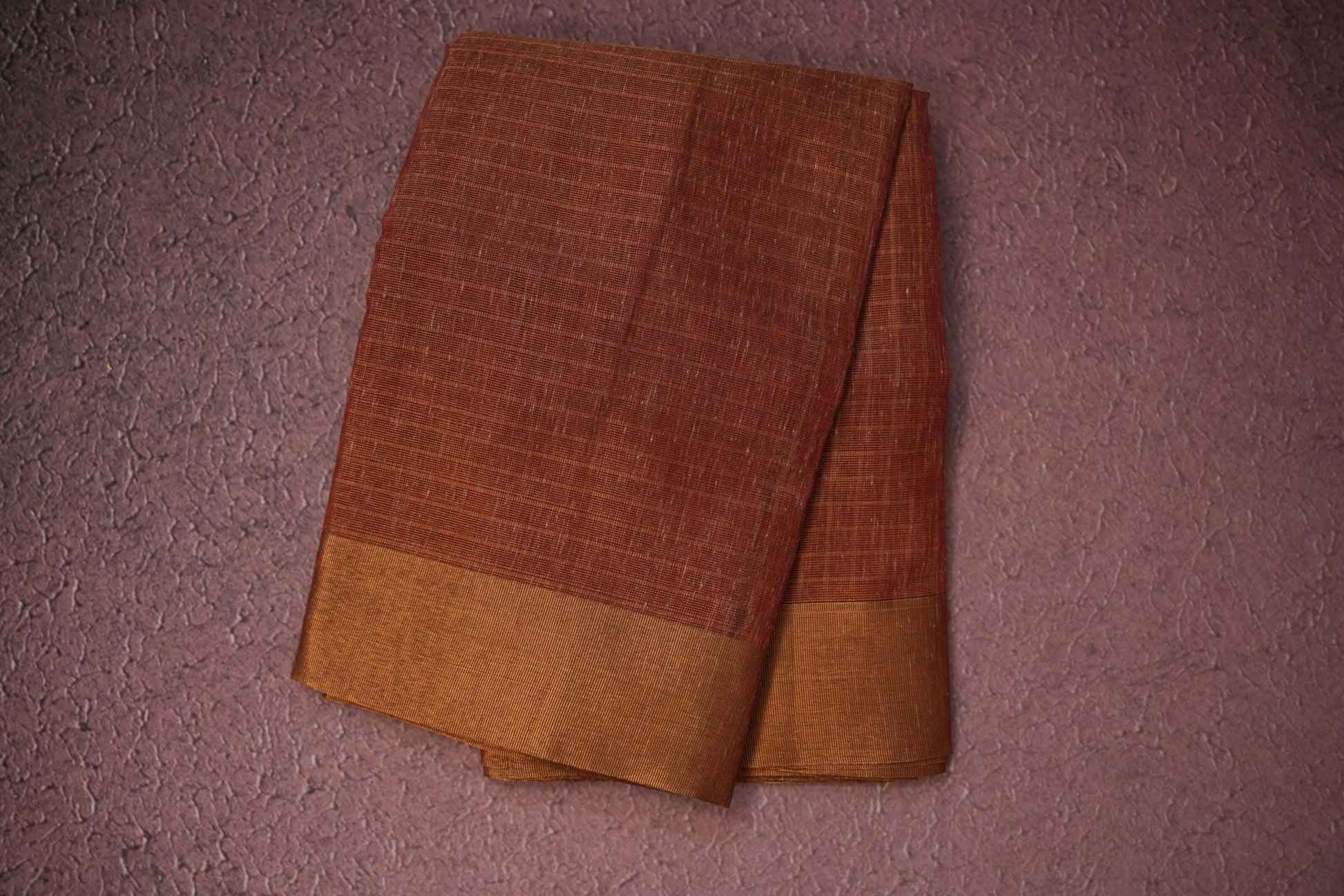 red semi linen saree