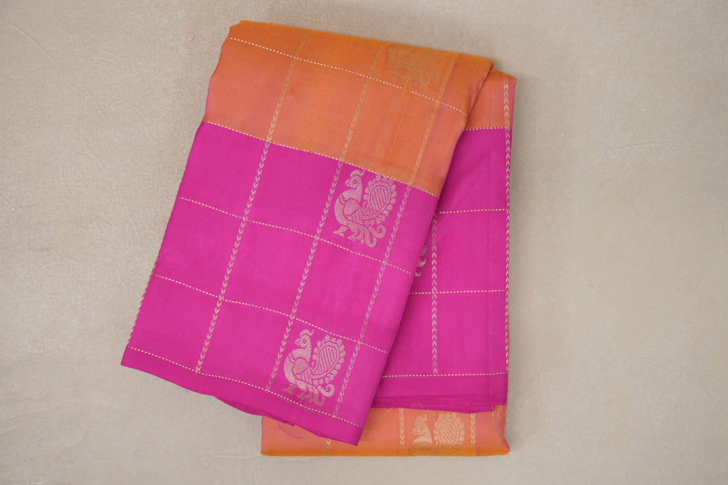Dual Tone of Pink & Magenta Light Weight Kanjivaram Silk Saree 