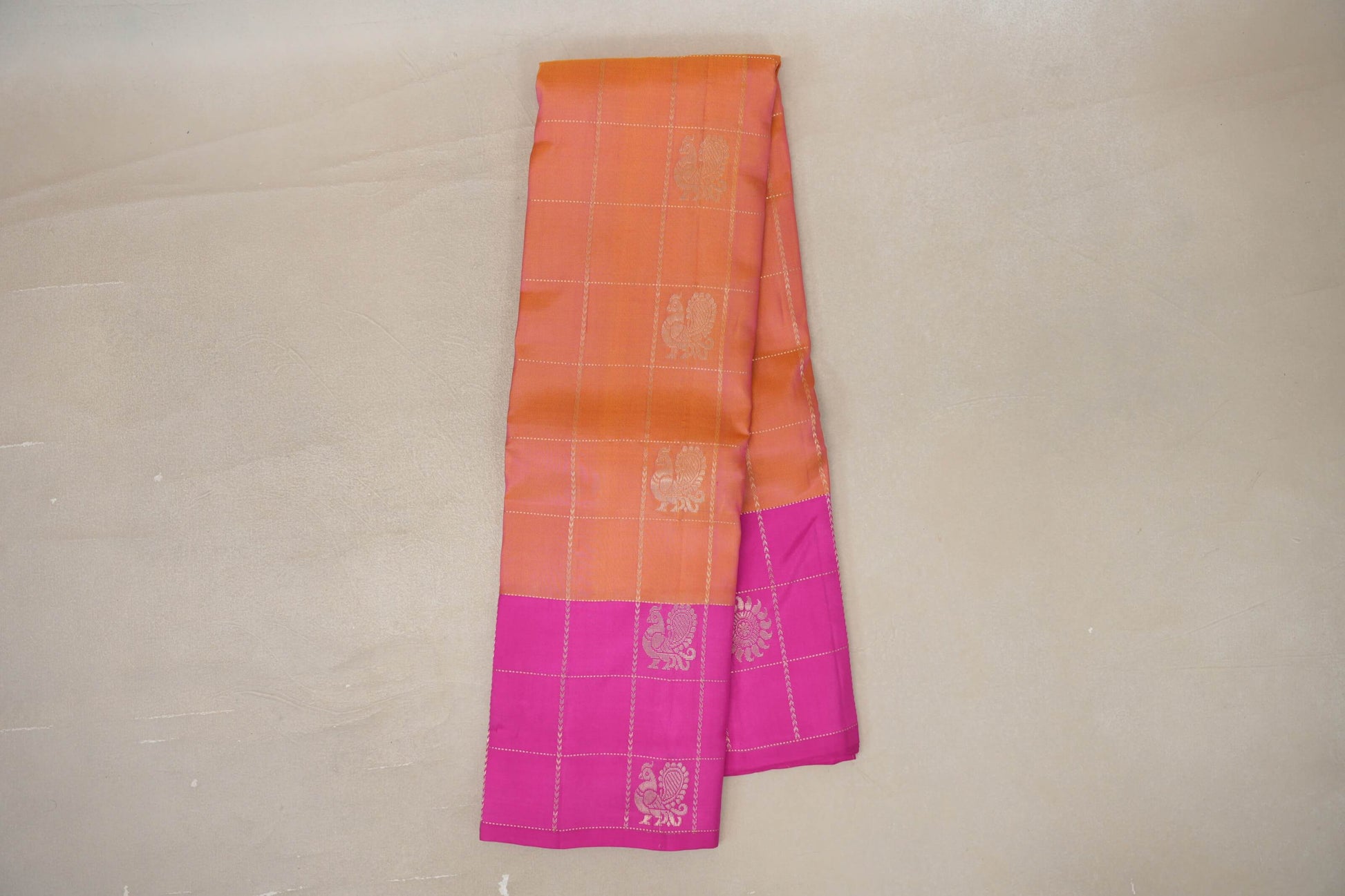 Dual Tone of Pink & Magenta Light Weight Kanjivaram Silk Saree 