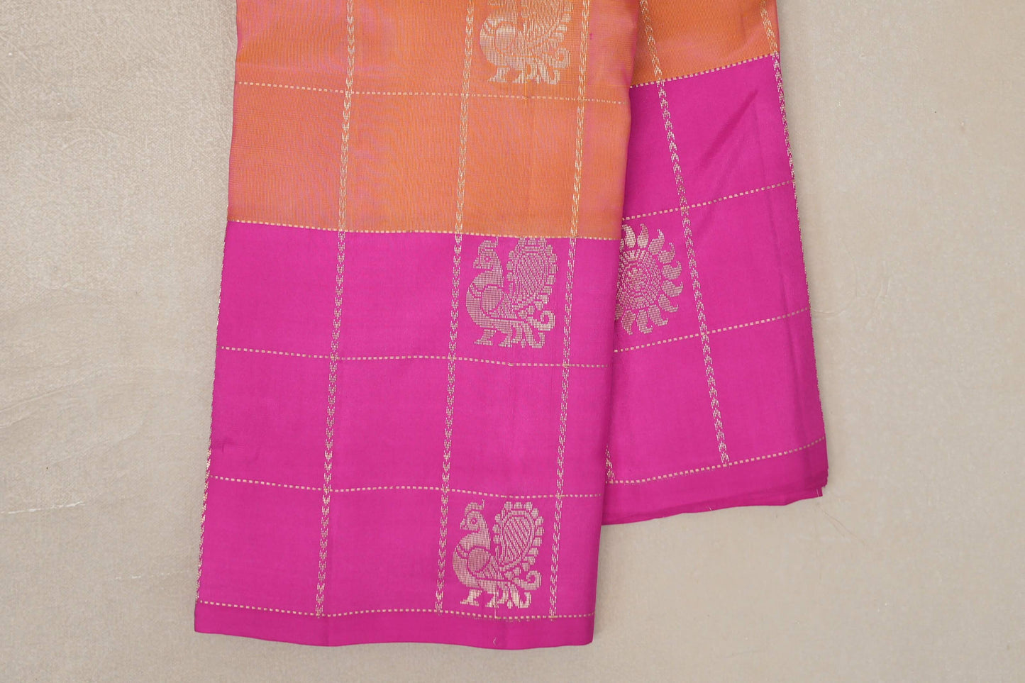 Dual Tone of Pink & Magenta Light Weight Kanjivaram Silk Saree  border