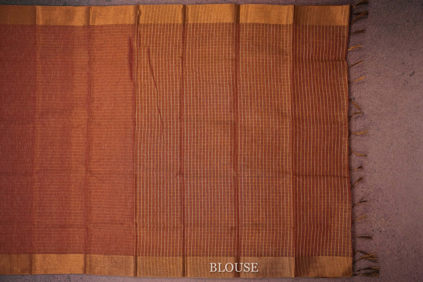 red semi linen saree blouse