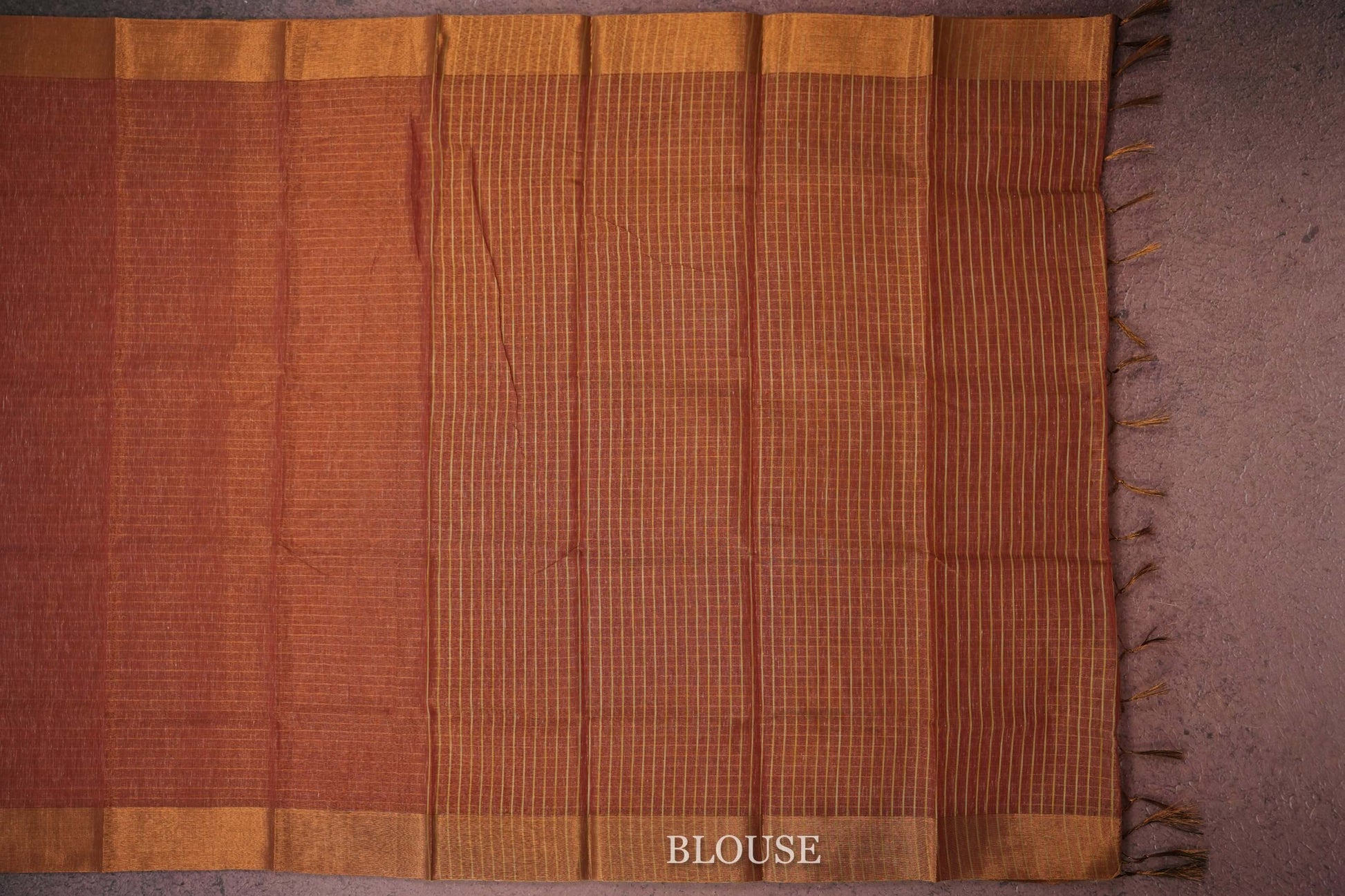 red semi linen saree blouse