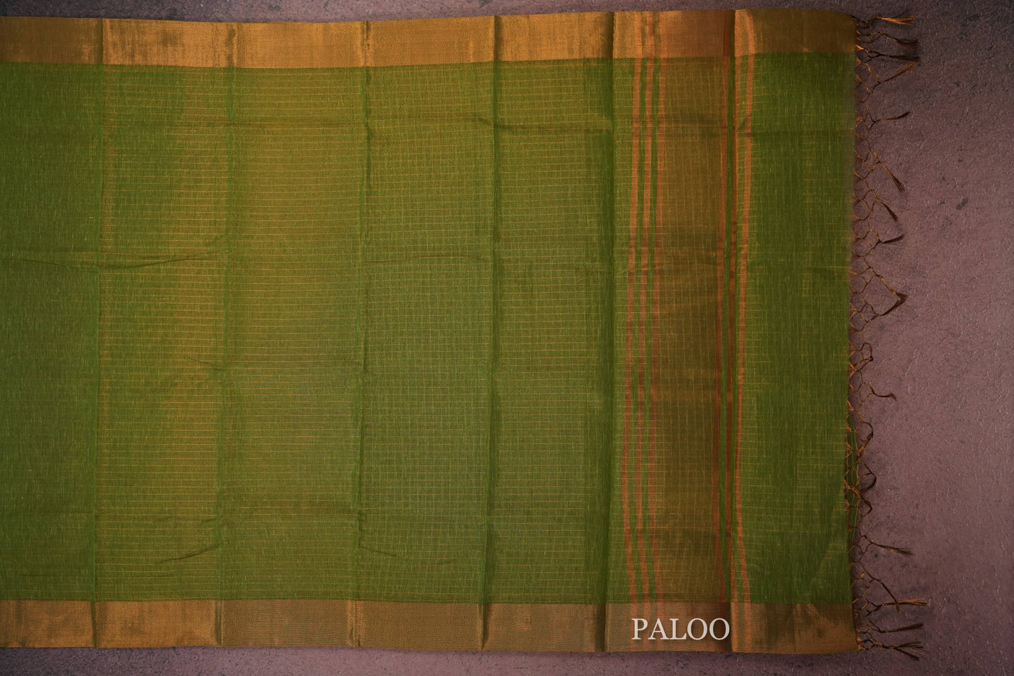 dark green semi linen saree paloo