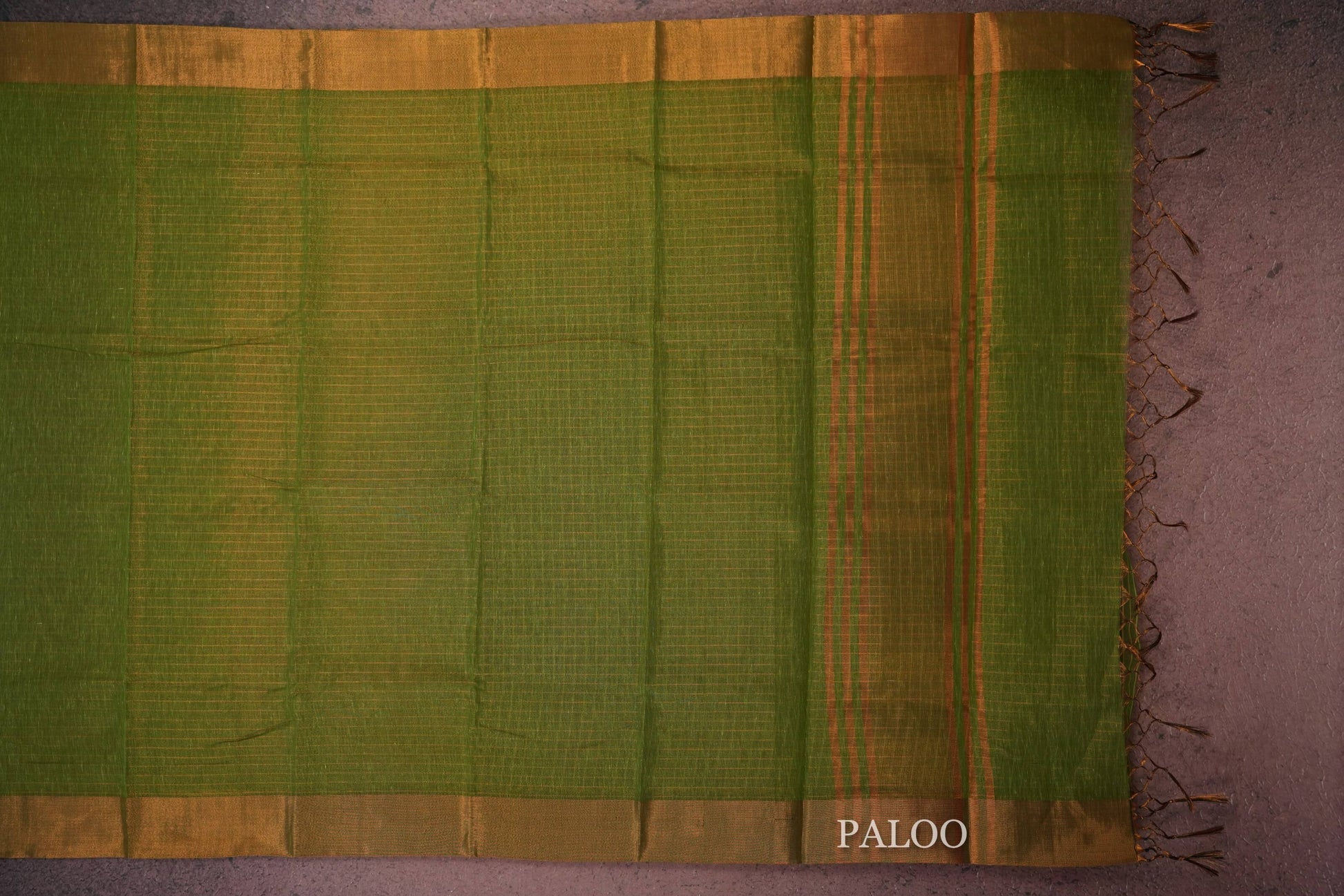 dark green semi linen saree paloo