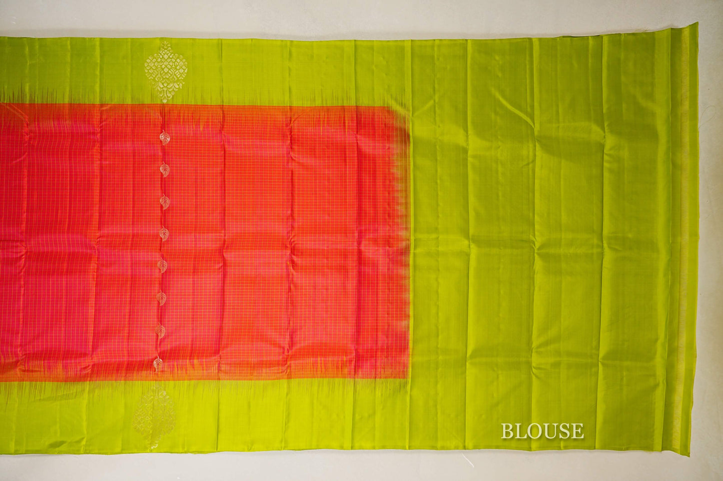 Reddish Pink  Light Weight Kanchipuram Silk Saree  blouse