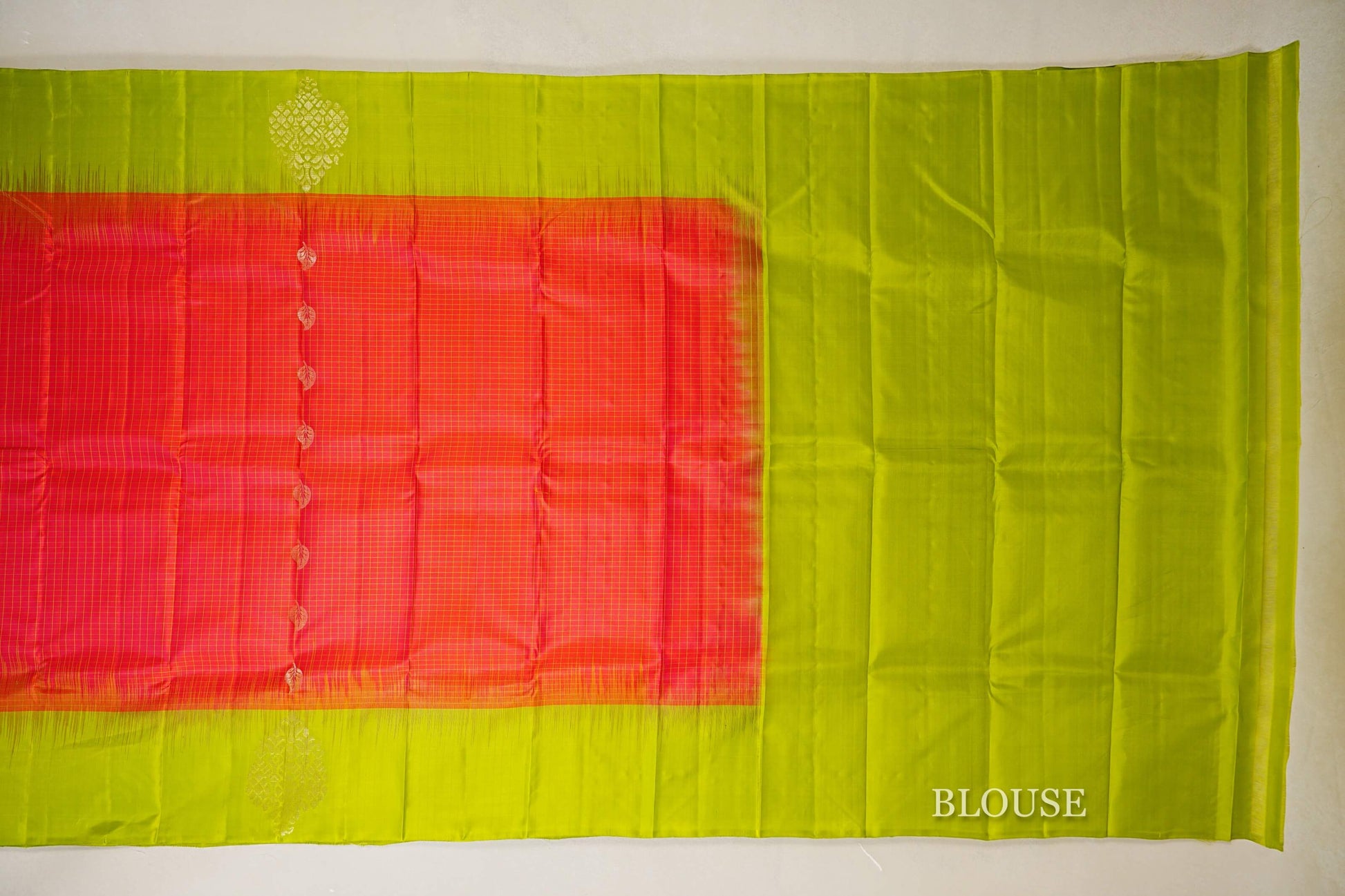 Reddish Pink  Light Weight Kanchipuram Silk Saree  blouse