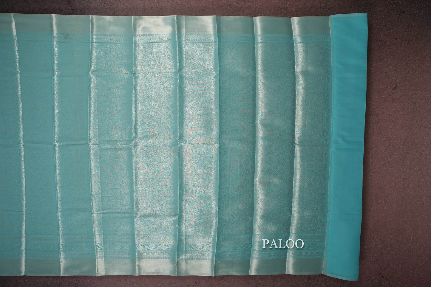 Sky Blue semi silk saree paloo