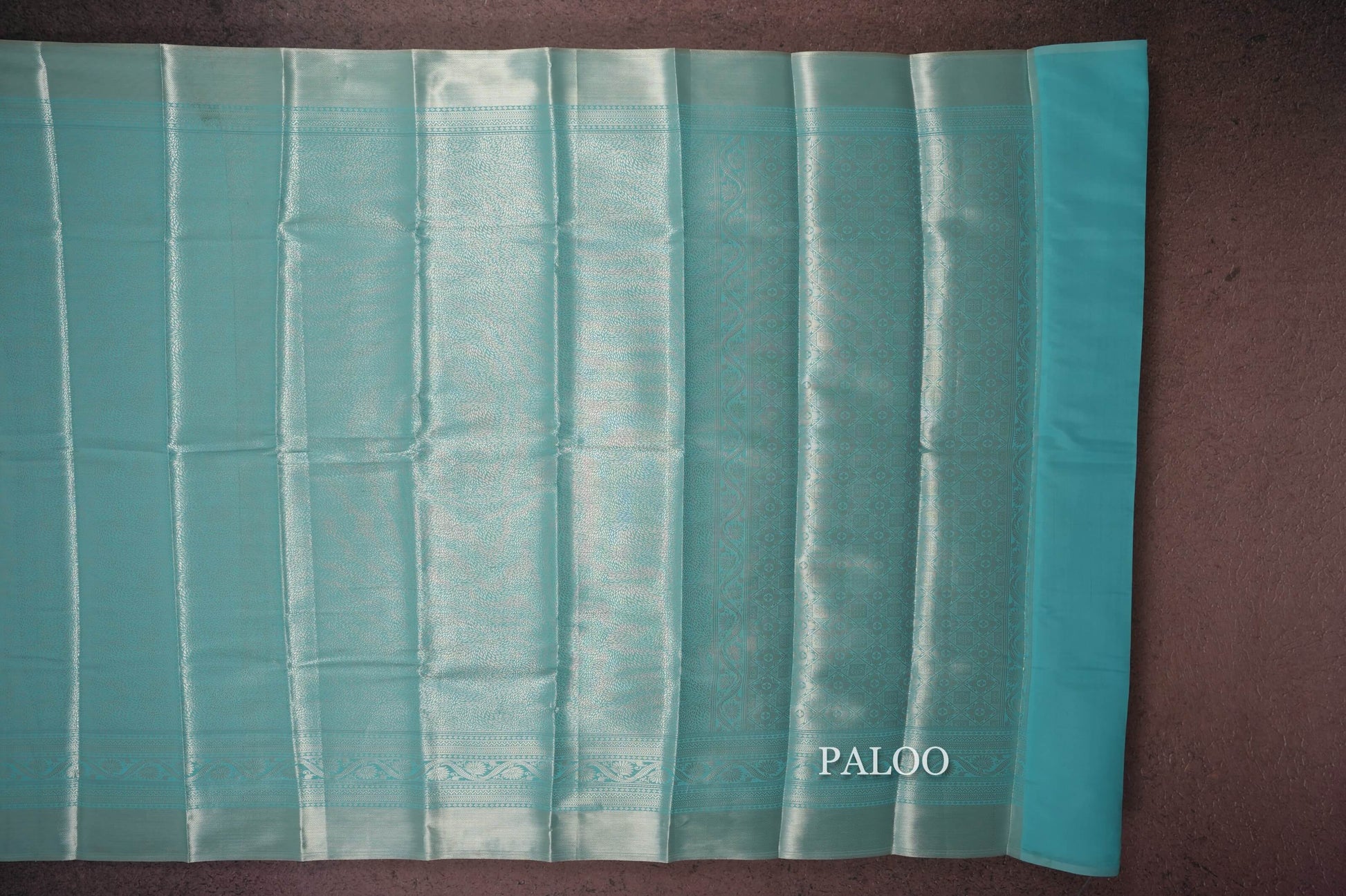 Sky Blue semi silk saree paloo