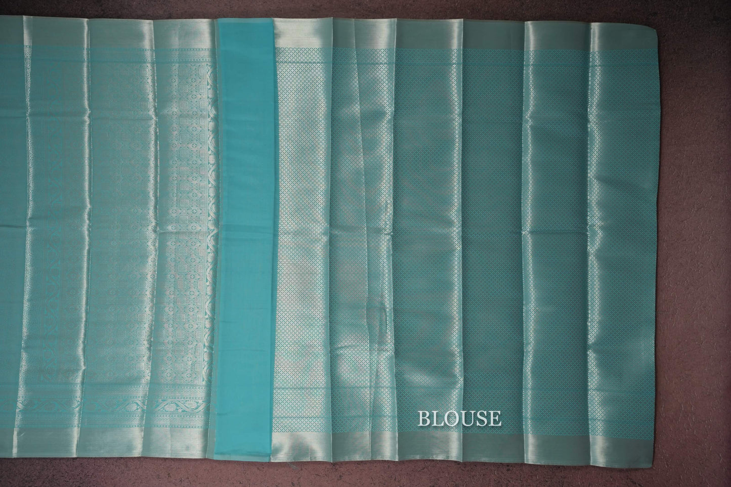 Sky Blue semi silk saree blouse