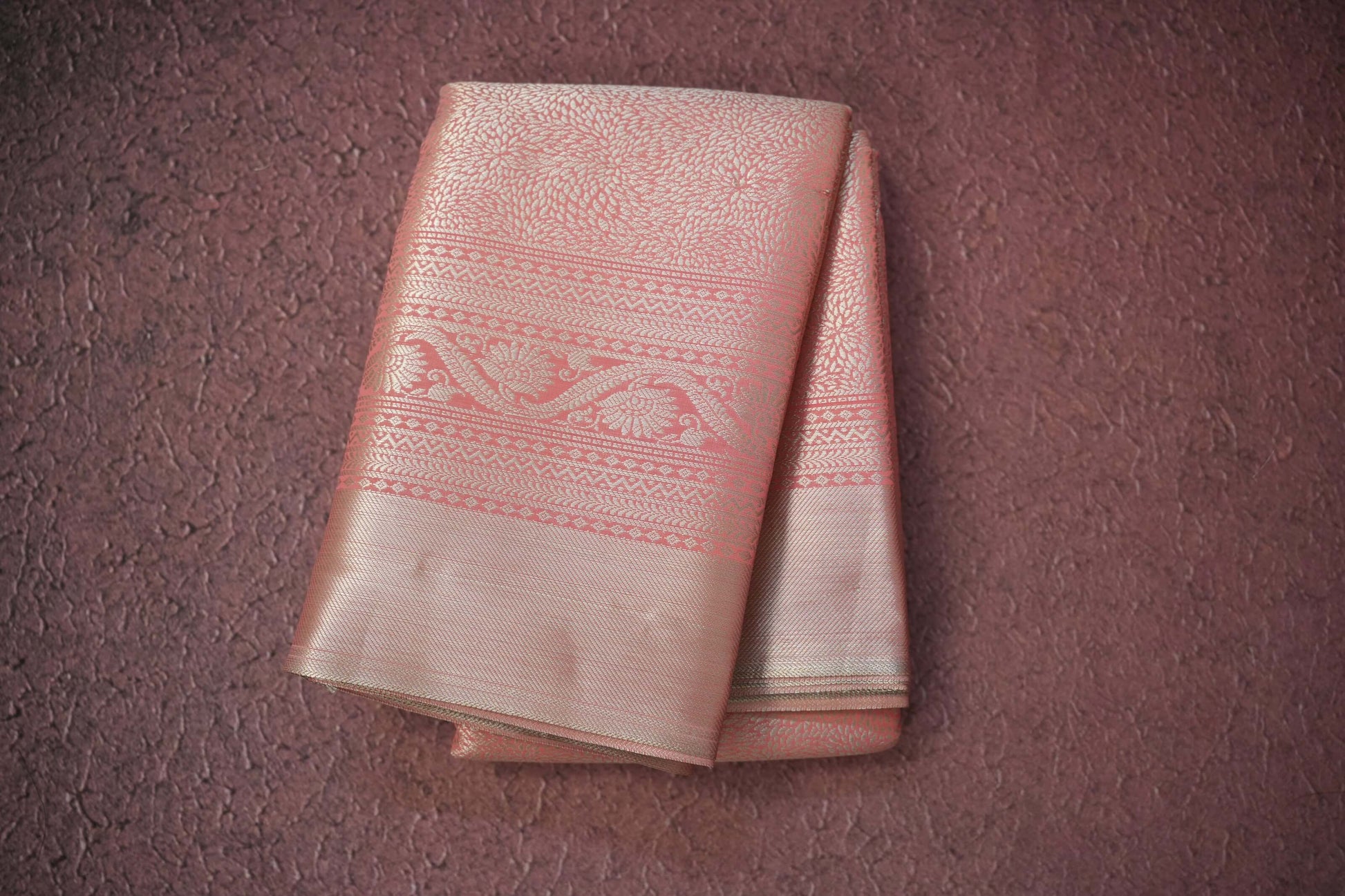 peach semi silk saree