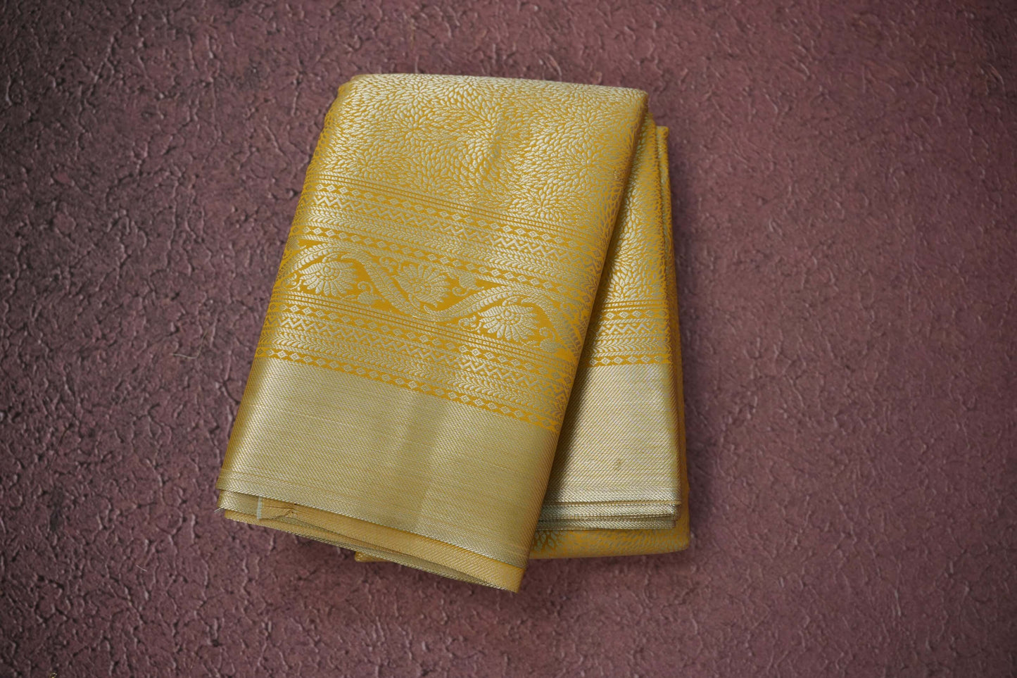 mustard yellow semi silk saree