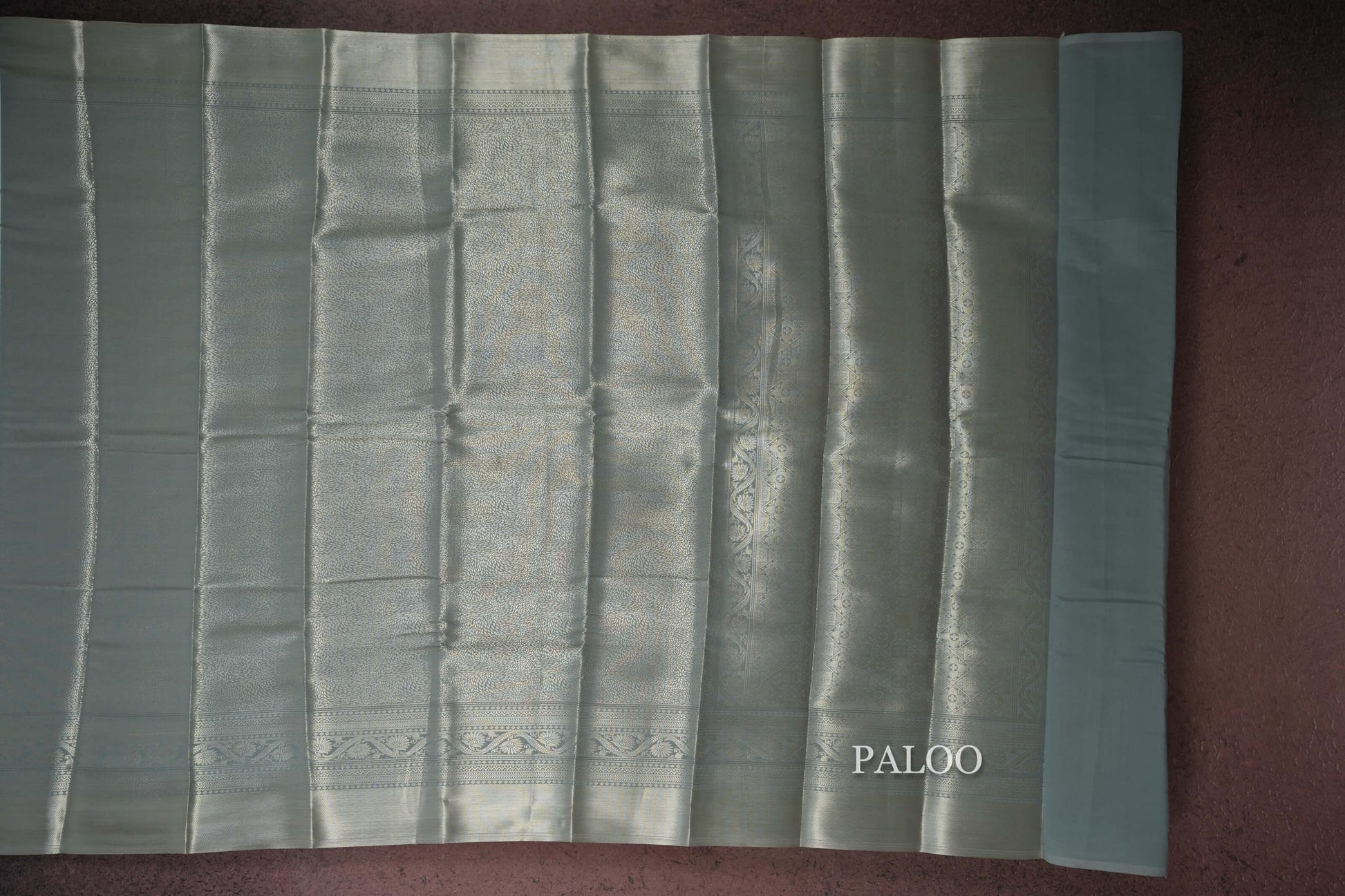 Blue/Grey semi silk saree paloo