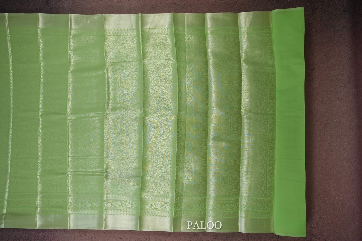 Parrot Green semi silk saree paloo