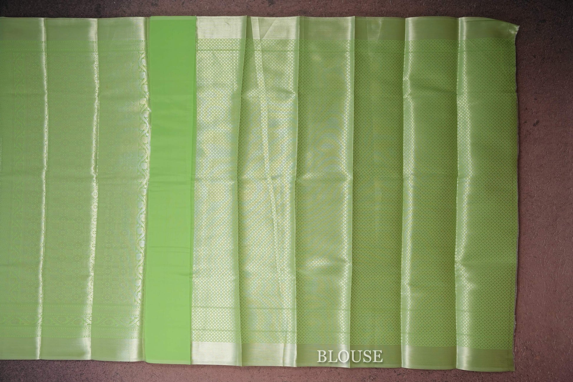 Parrot Green semi silk saree blouse